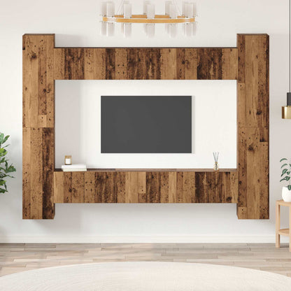 10 Piece TV Cabinet Set Engineered Wood Width 60 cm Old wood