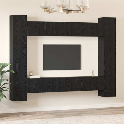 10 Piece TV Cabinet Set Engineered Wood Width 60 cm Black oak