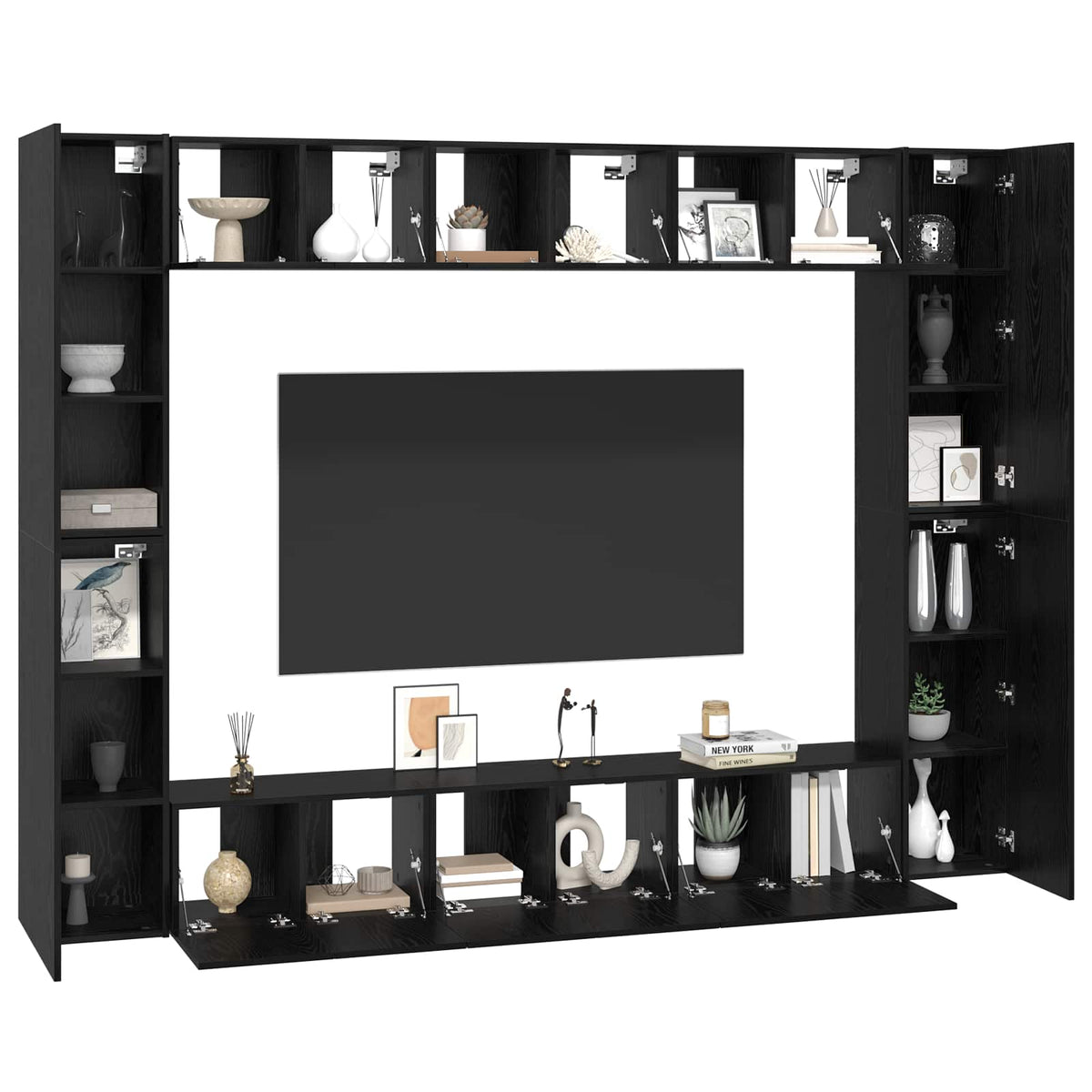 10 Piece TV Cabinet Set Engineered Wood Width 60 cm Black oak