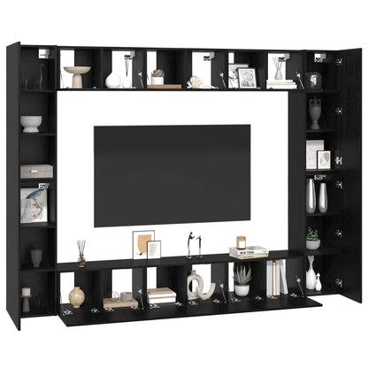10 Piece TV Cabinet Set Engineered Wood Width 60 cm Black oak