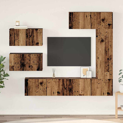 6 Piece TV Cabinet Set Engineered Wood Width 80 cm Old wood