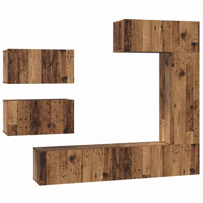 6 Piece TV Cabinet Set Engineered Wood Width 80 cm Old wood