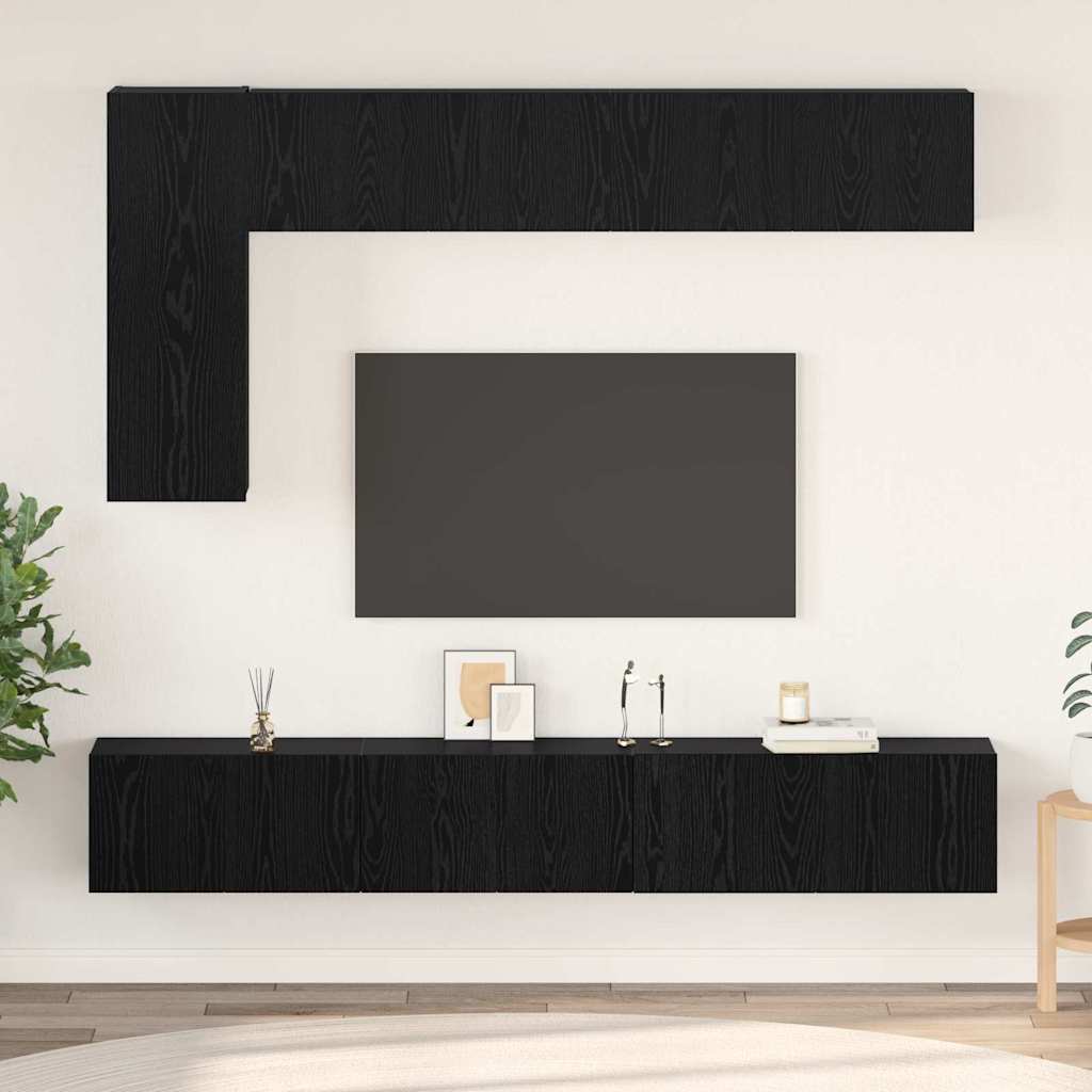6 Piece TV Cabinet Set Engineered Wood Width 80 cm Black oak