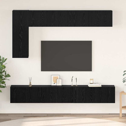 6 Piece TV Cabinet Set Engineered Wood Width 80 cm Black oak