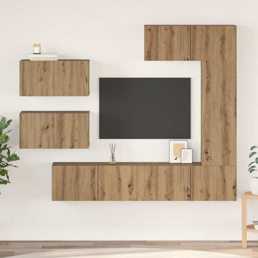 6 Piece TV Cabinet Set Engineered Wood Width 80 cm Artisan oak