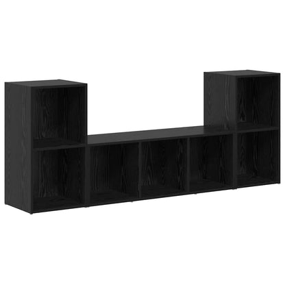 3 Piece TV Cabinet Set Engineered Wood Black oak