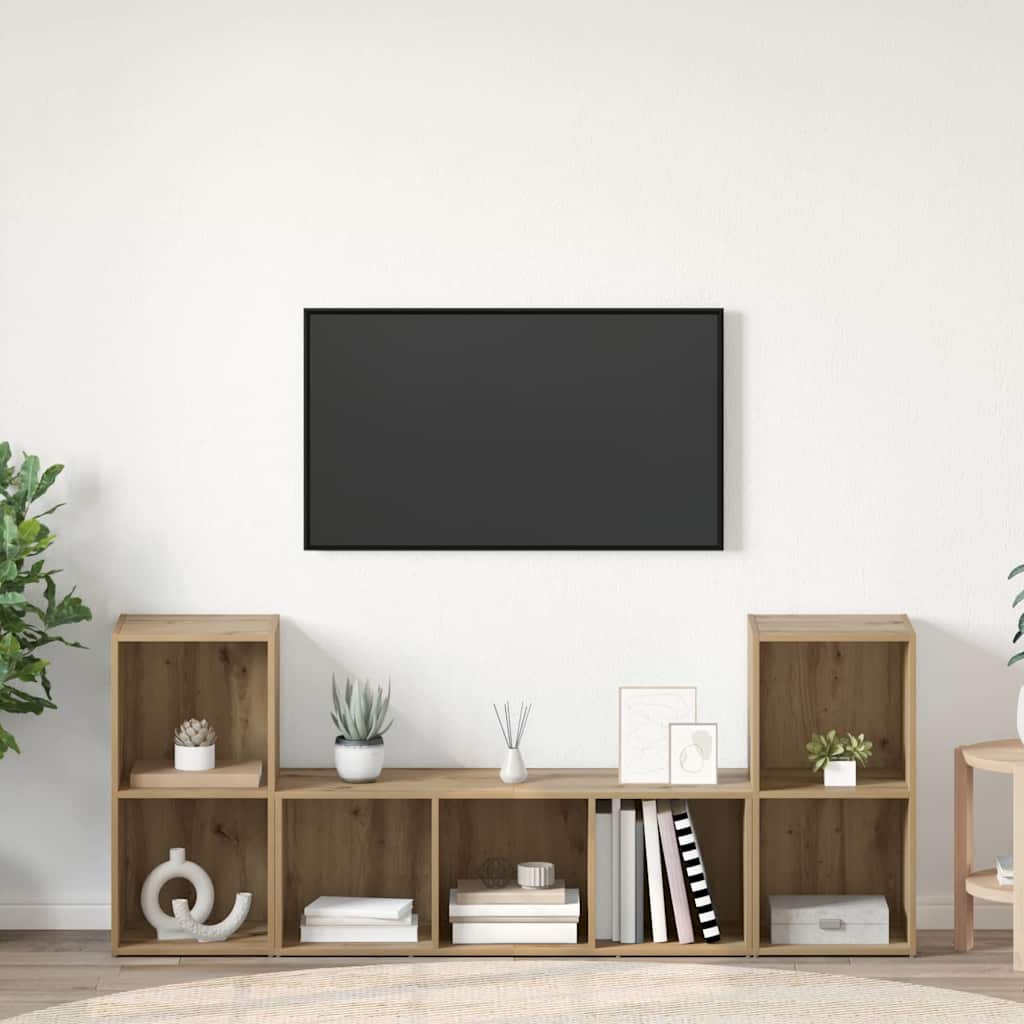 3 Piece TV Cabinet Set Engineered Wood Artisan oak