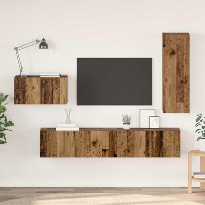 4 Piece TV Cabinet Set Engineered Wood Height 90 cm Old wood