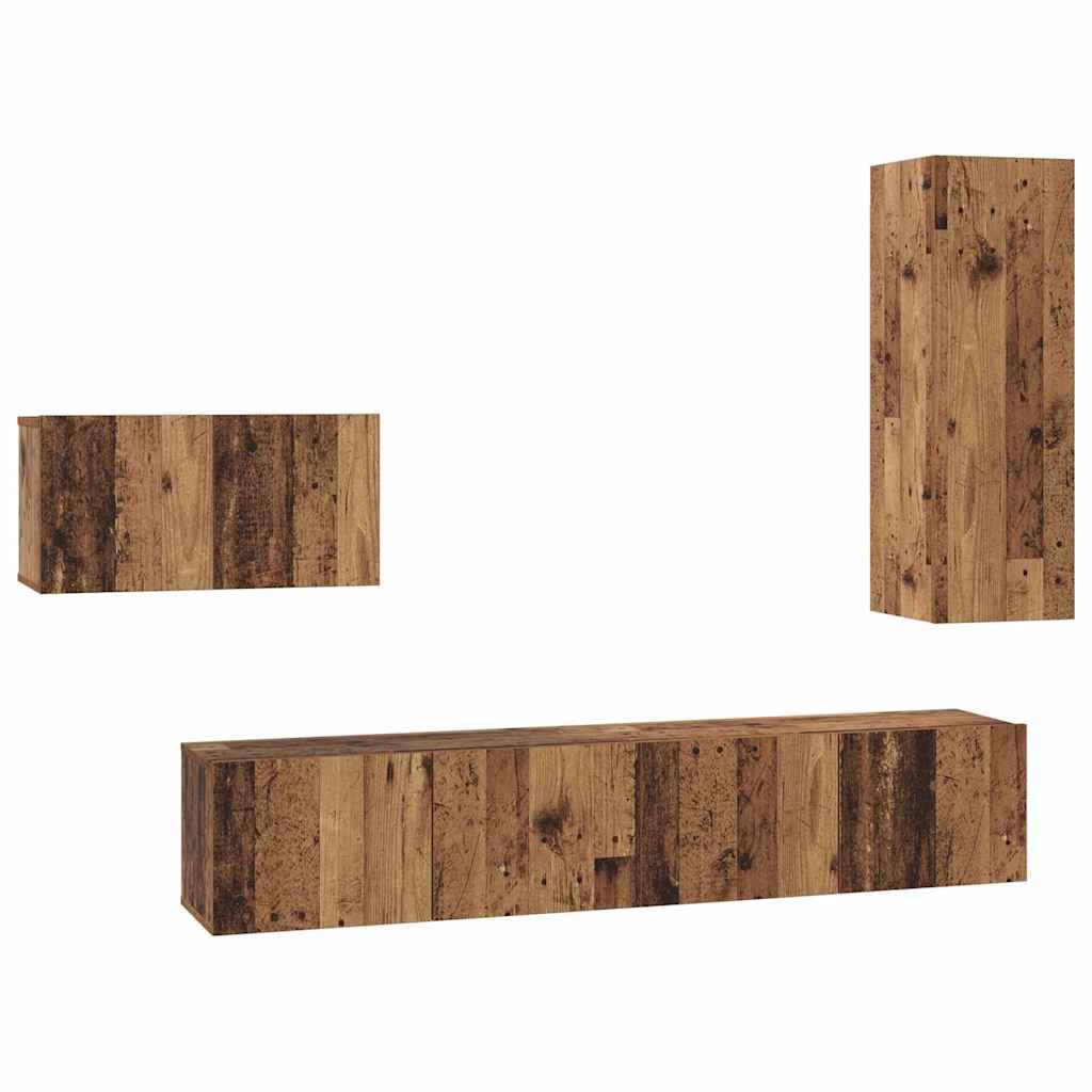 4 Piece TV Cabinet Set Engineered Wood Height 90 cm Old wood