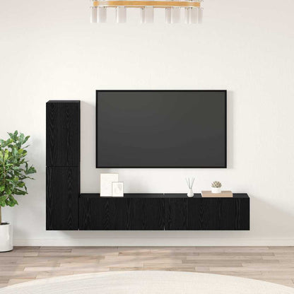 4 Piece TV Cabinet Set Engineered Wood Black oak 80 cm