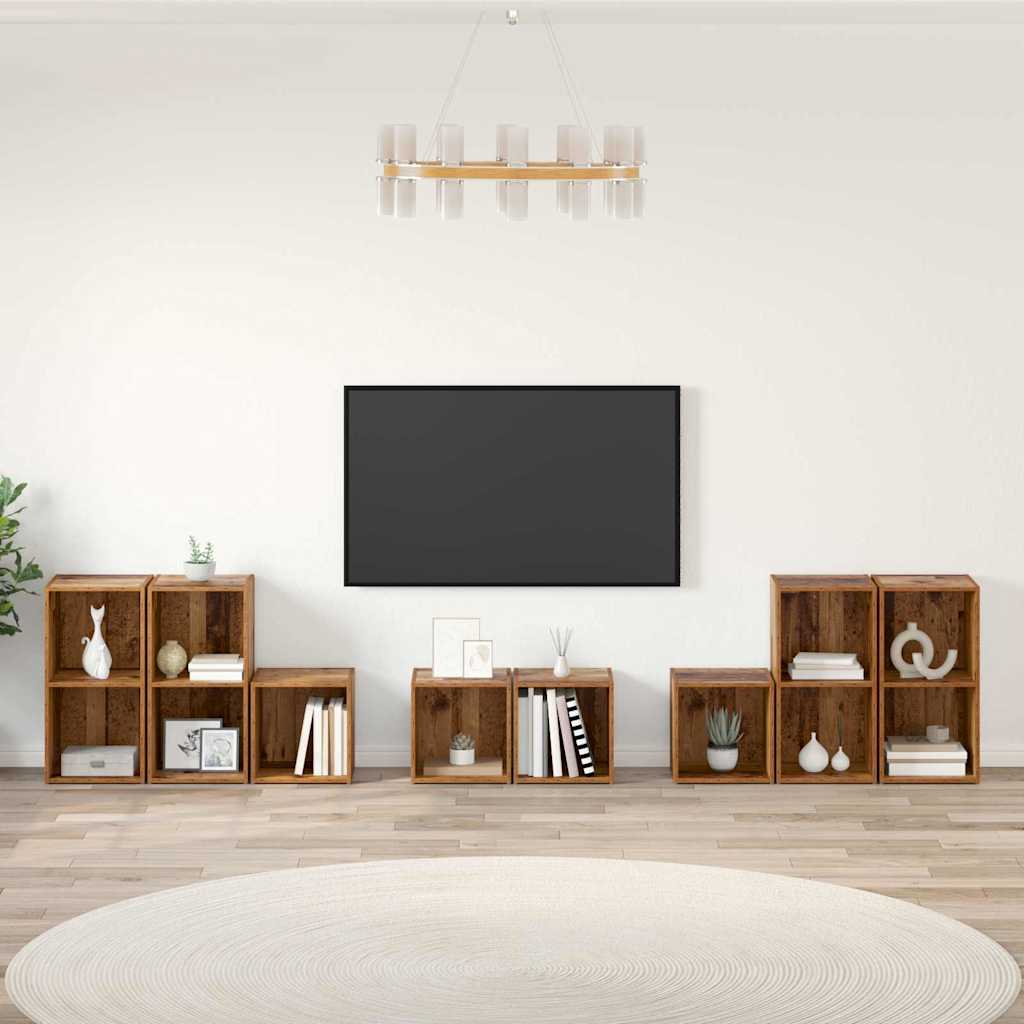 8 Piece TV Cabinet Set Engineered Wood Old wood