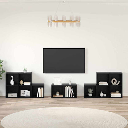 8 Piece TV Cabinet Set Engineered Wood Black oak