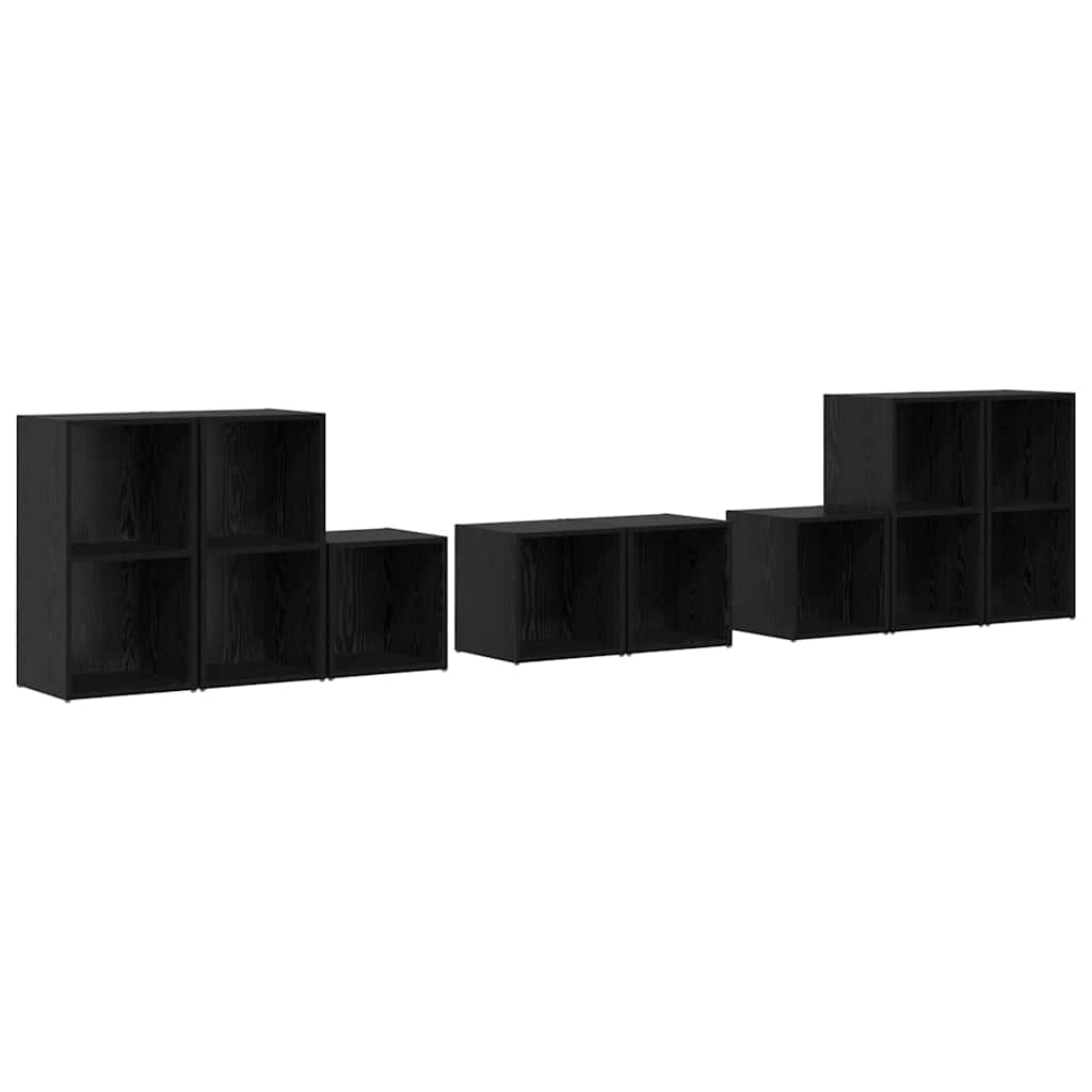 8 Piece TV Cabinet Set Engineered Wood Black oak