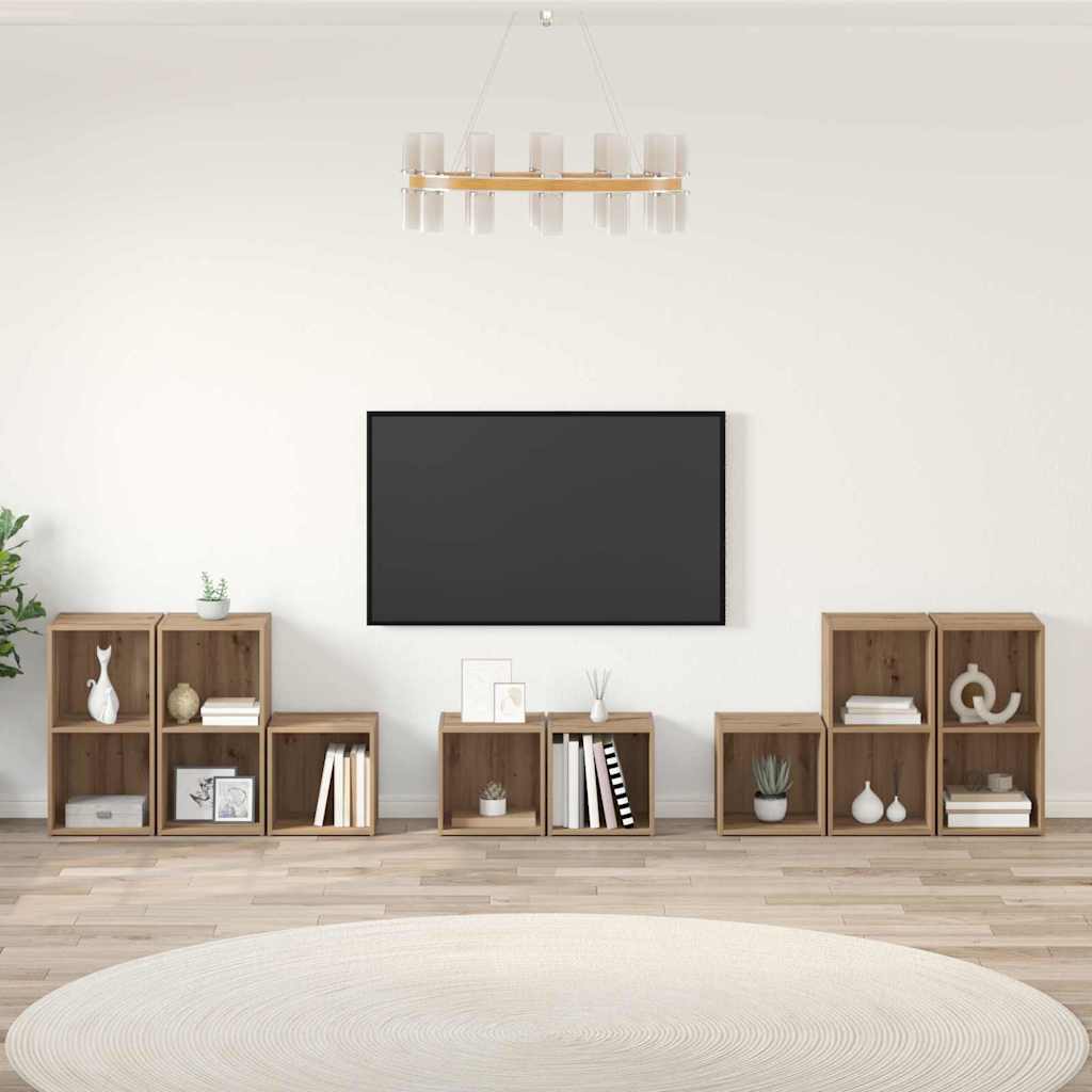 8 Piece TV Cabinet Set Engineered Wood Artisan oak