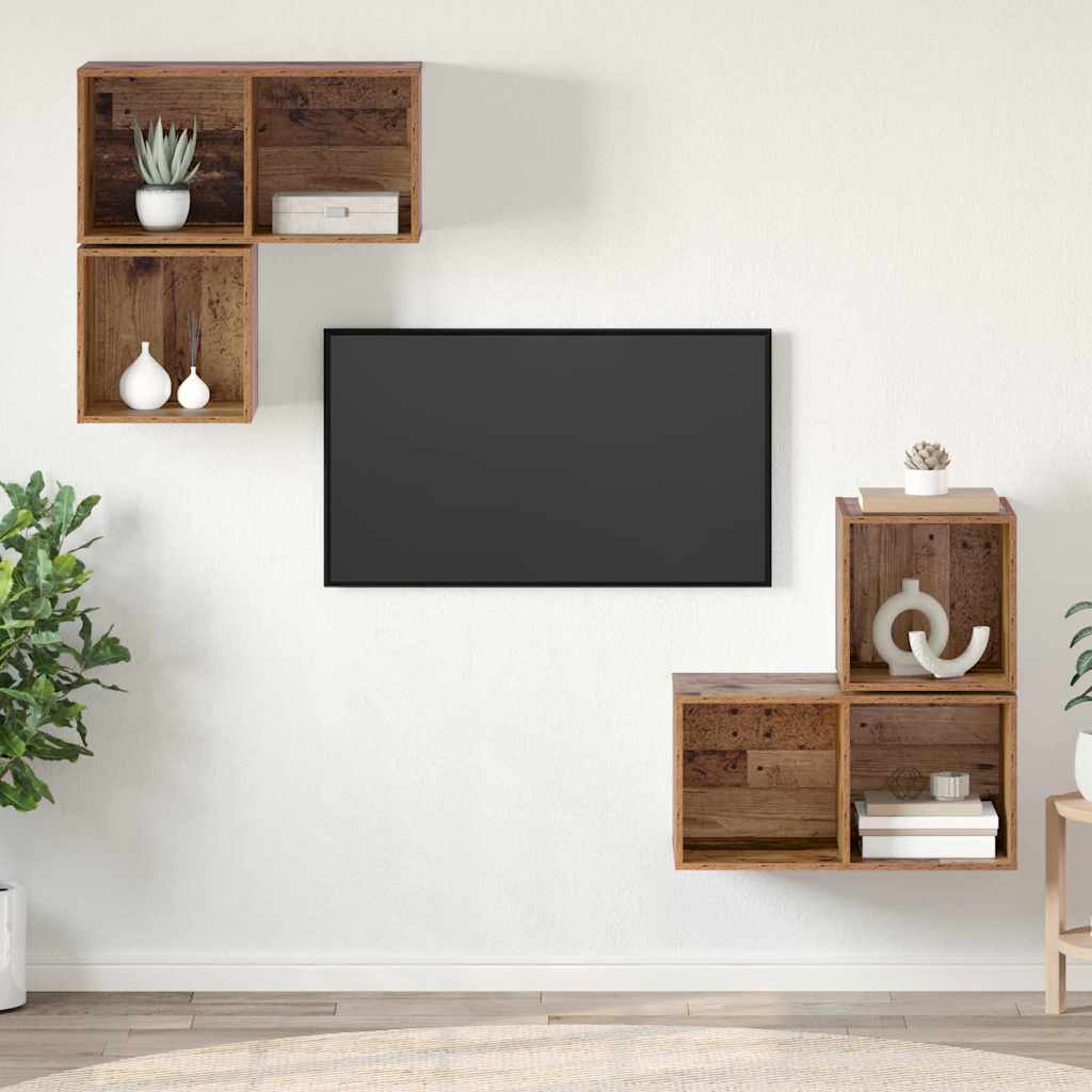 4 Piece TV Cabinet Set Engineered Wood Old wood