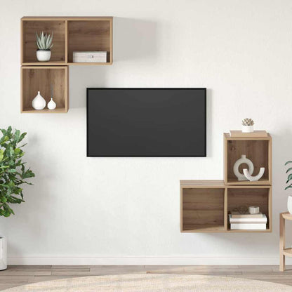 4 Piece TV Cabinet Set Engineered Wood Artisan oak