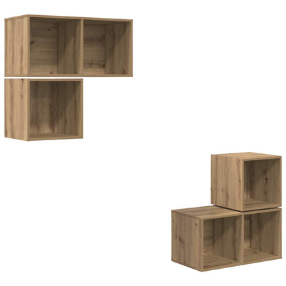 4 Piece TV Cabinet Set Engineered Wood Artisan oak