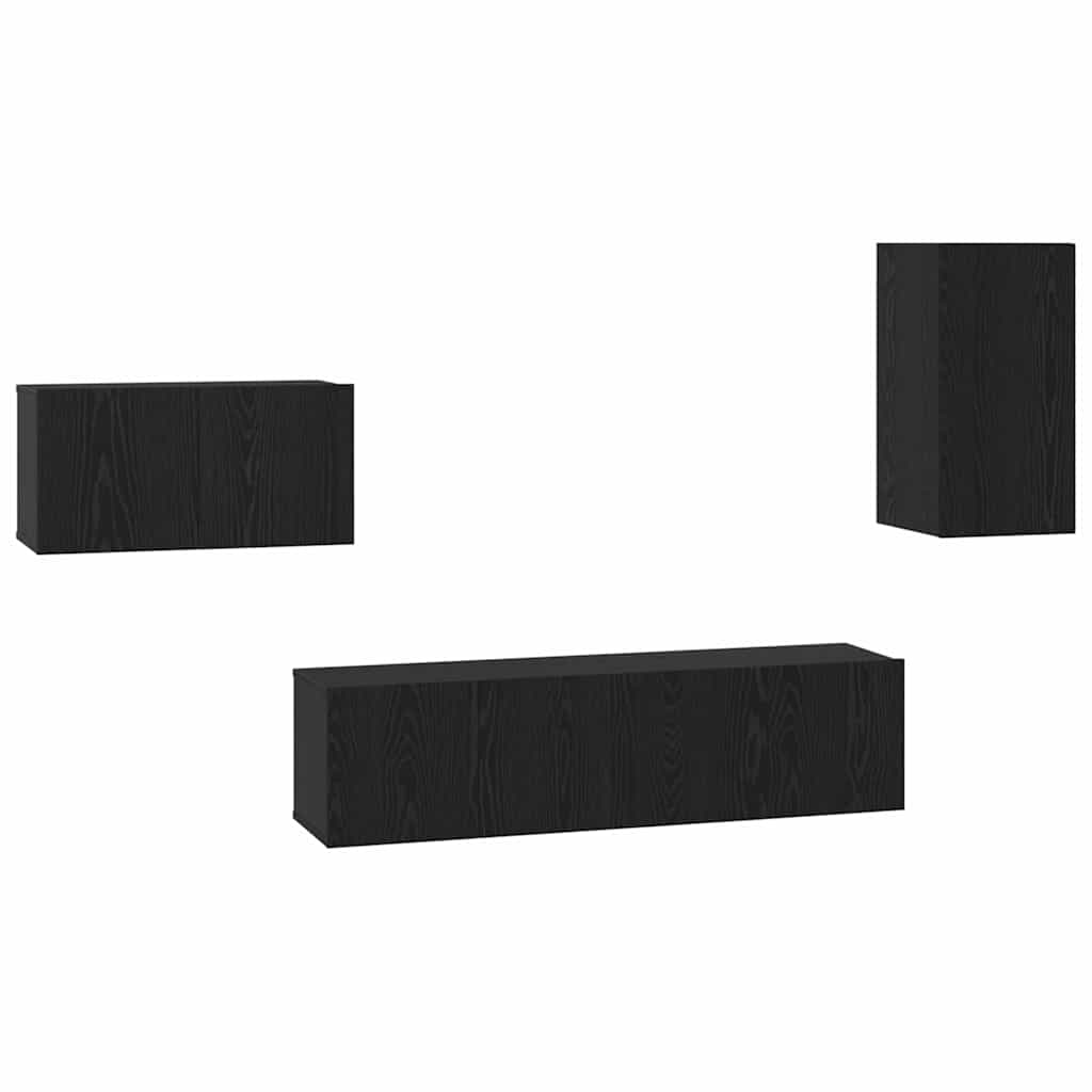 4 Piece TV Cabinet Set Engineered Wood Height 60 cm Black oak
