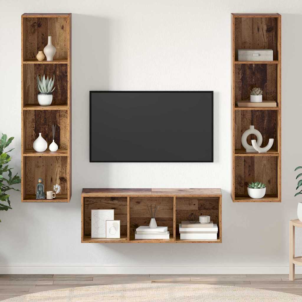 3 Piece TV Cabinet Set Engineered Wood Old wood