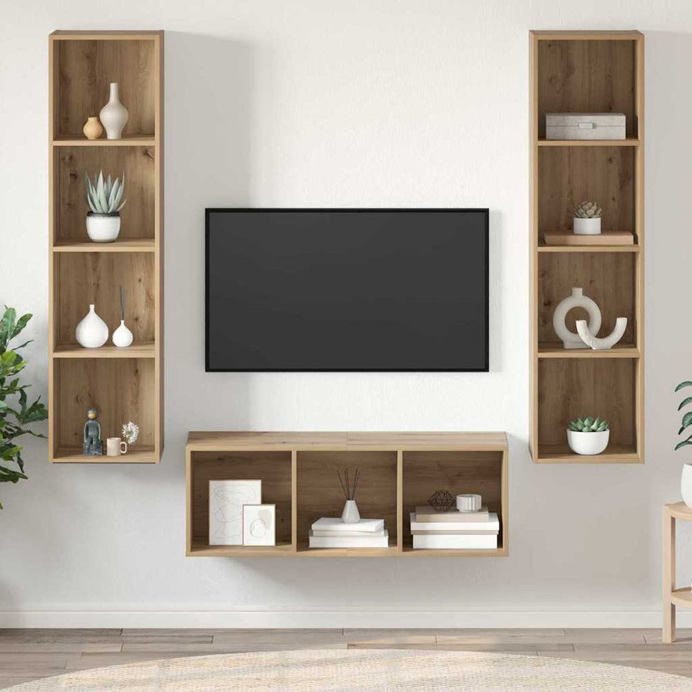 vidaXL 3 Piece TV Cabinet Set Engineered Wood
