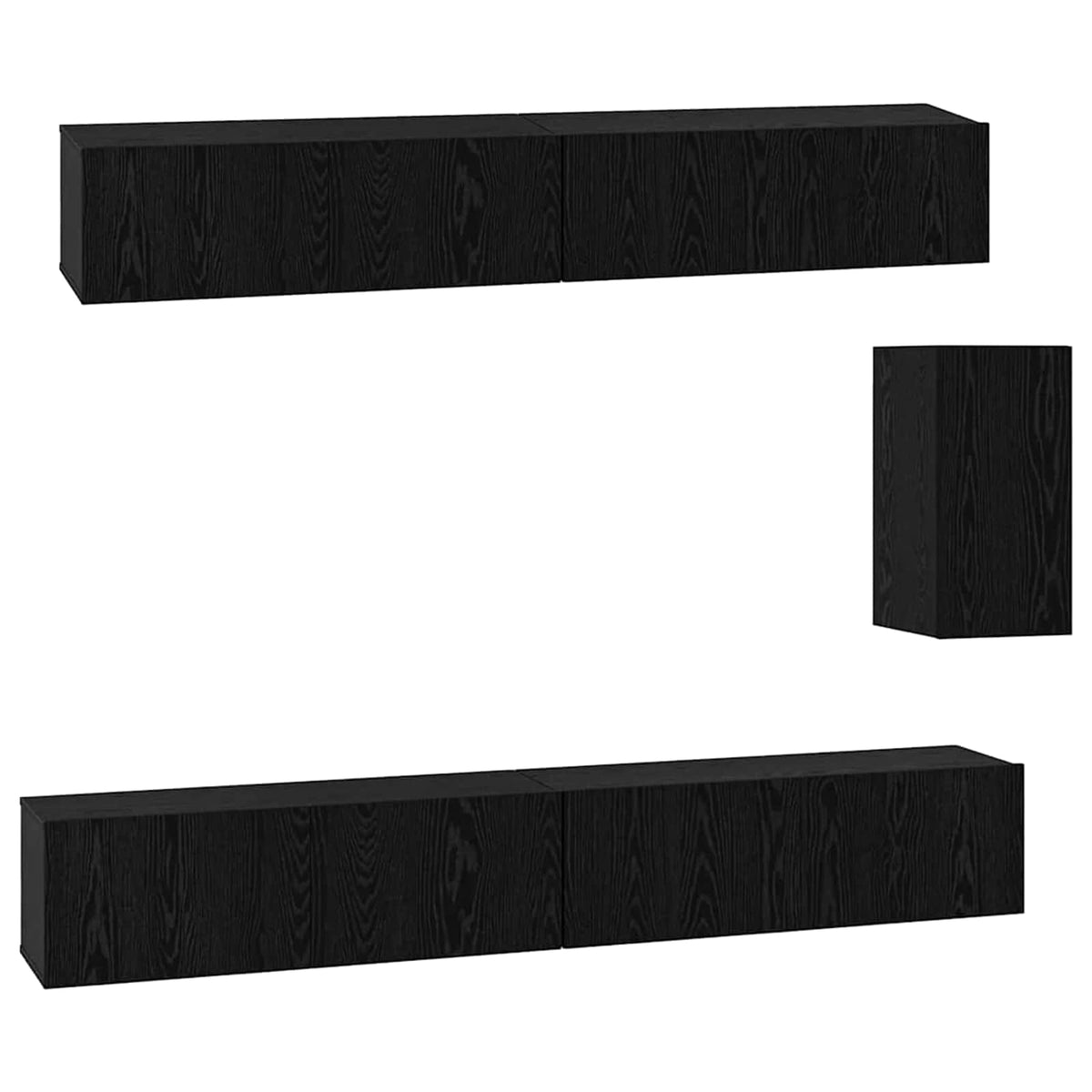 6 Piece TV Cabinet Set Engineered Wood Black oak