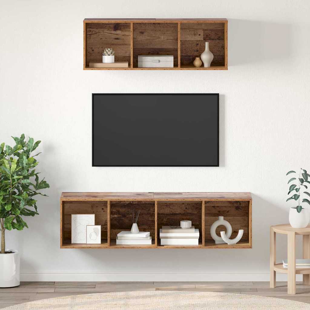 2 Piece TV Cabinet Set Engineered Wood Old wood