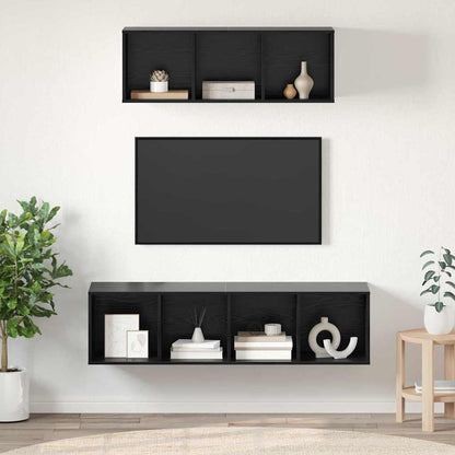 2 Piece TV Cabinet Set Engineered Wood Black oak