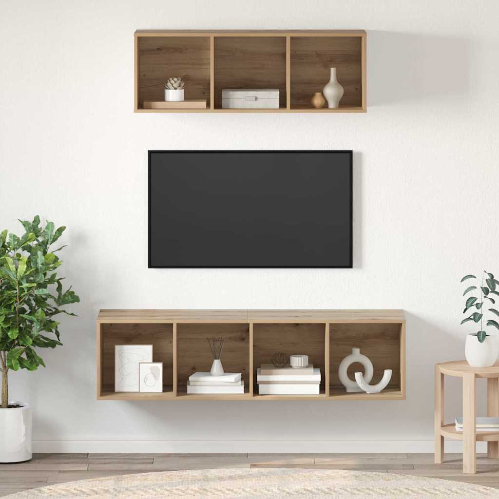 2 Piece TV Cabinet Set Engineered Wood Artisan oak