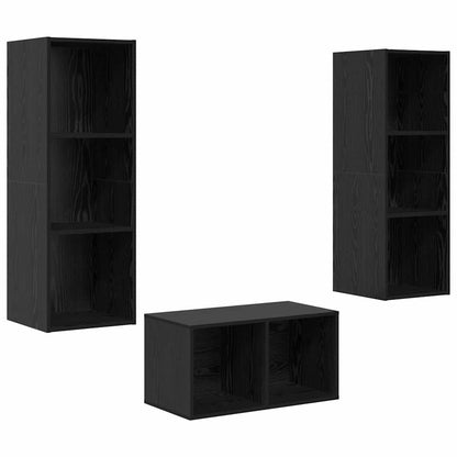 3 Piece TV Cabinet Set Engineered Wood Black oak