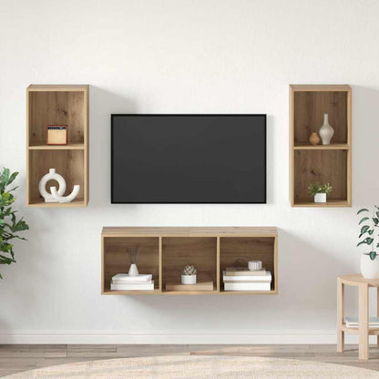3 Piece TV Cabinet Set Engineered Wood Artisan oak