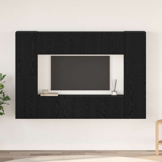 8 Piece TV Cabinet Set Engineered Wood Width 60 cm Black oak