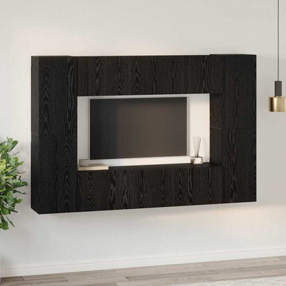 8 Piece TV Cabinet Set Engineered Wood Width 60 cm Black oak