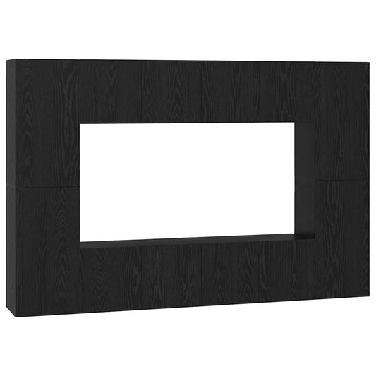 8 Piece TV Cabinet Set Engineered Wood Width 60 cm Black oak