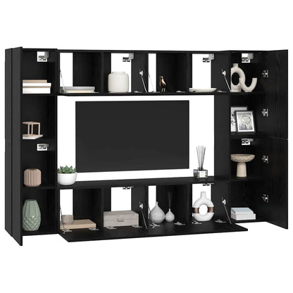 8 Piece TV Cabinet Set Engineered Wood Width 60 cm Black oak