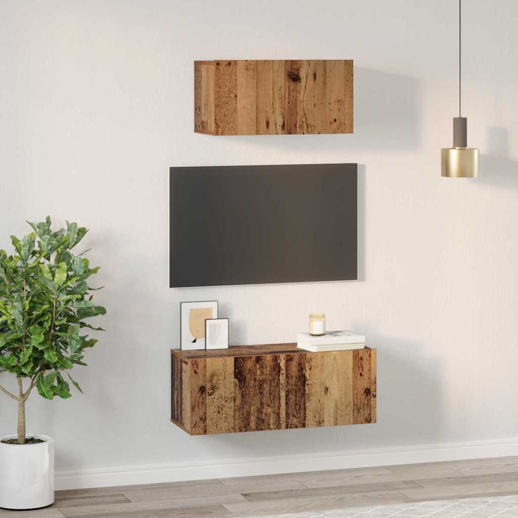 2 Piece TV Cabinet Set Engineered Wood Width 60/80 cm Old wood