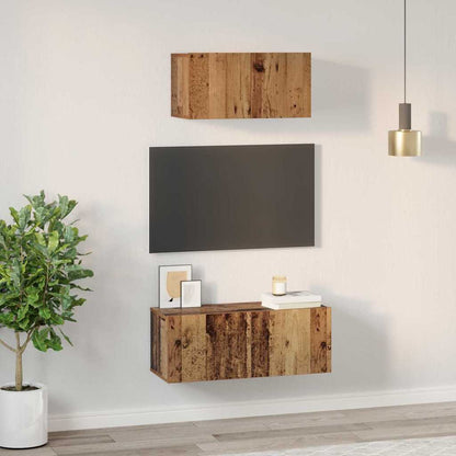 2 Piece TV Cabinet Set Engineered Wood Width 60/80 cm Old wood