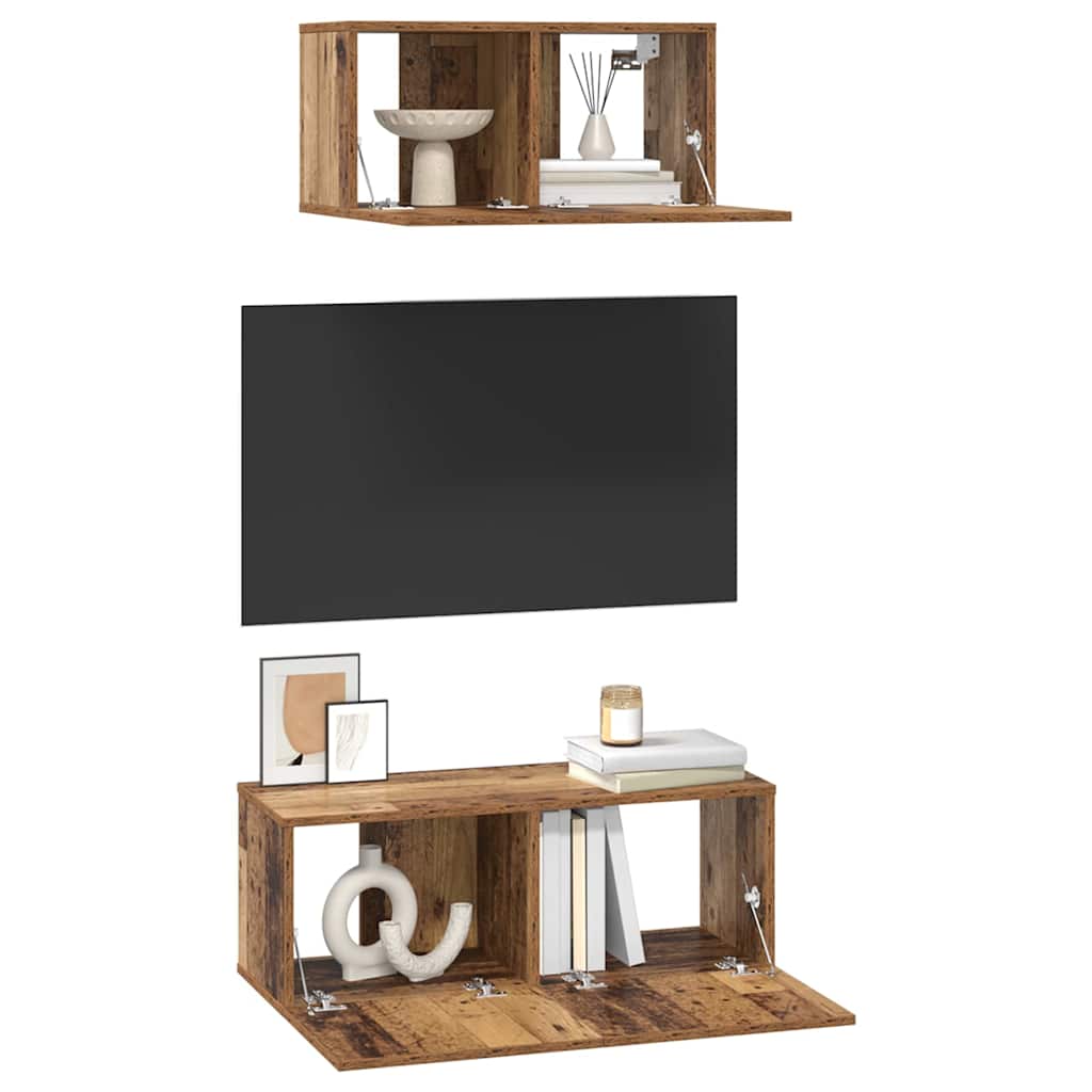 2 Piece TV Cabinet Set Engineered Wood Width 60/80 cm Old wood