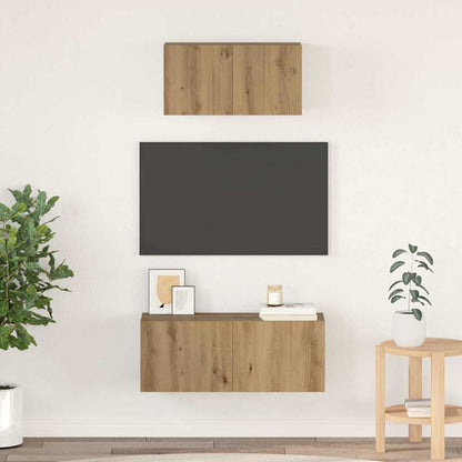 2 Piece TV Cabinet Set Engineered Wood Width 60/80 cm Artisan oak