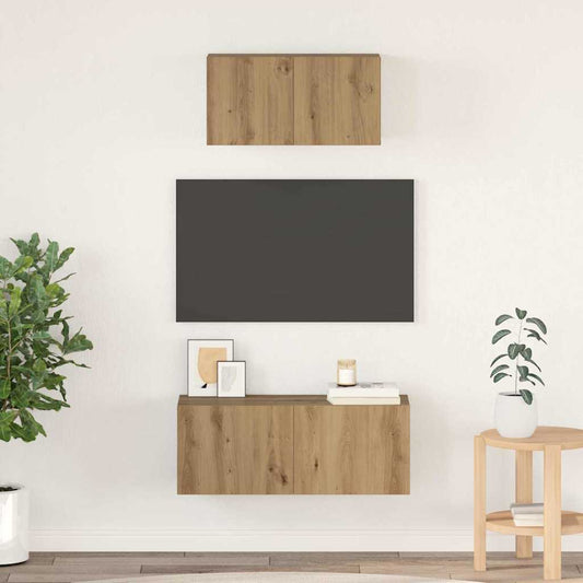 2 Piece TV Cabinet Set Engineered Wood Width 60/80 cm Artisan oak