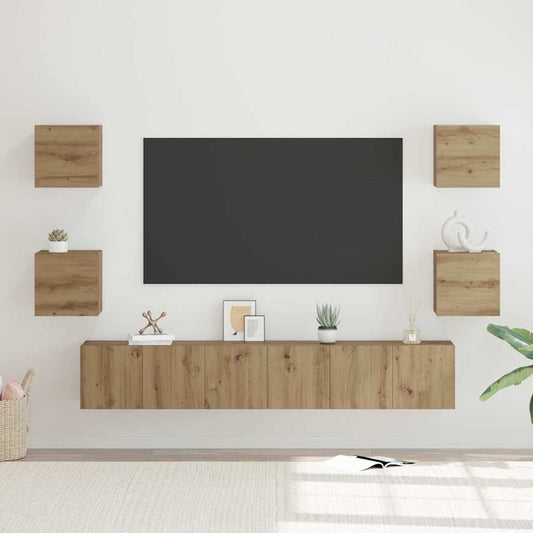7 Piece TV Cabinet Set Engineered Wood Width 180 cm Artisan oak