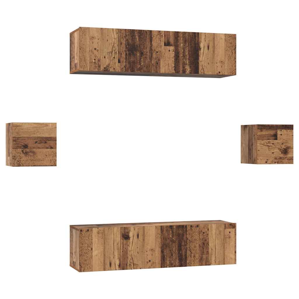 6 Piece TV Cabinet Set Engineered Wood Width 60 cm Old wood