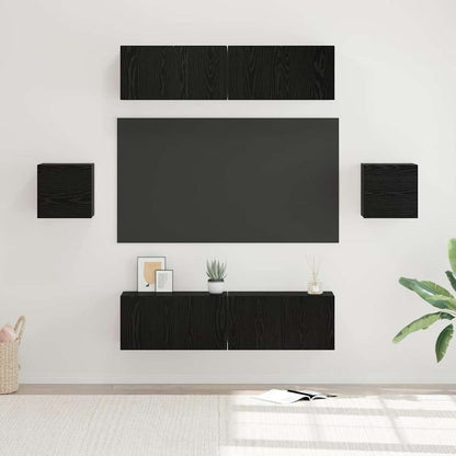 6 Piece TV Cabinet Set Engineered Wood Width 60 cm Black oak