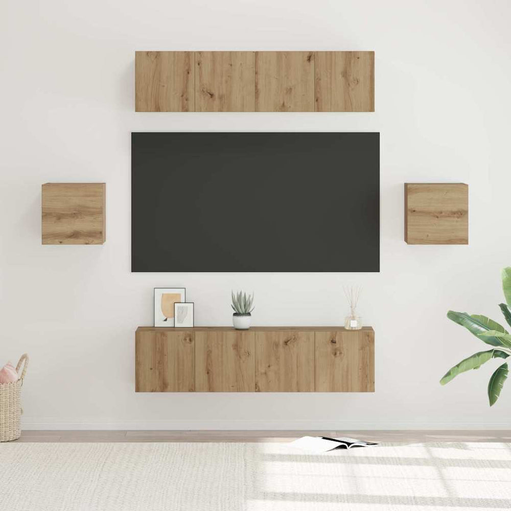 vidaXL 6 Piece TV Cabinet Set Engineered Wood Width 60 cm