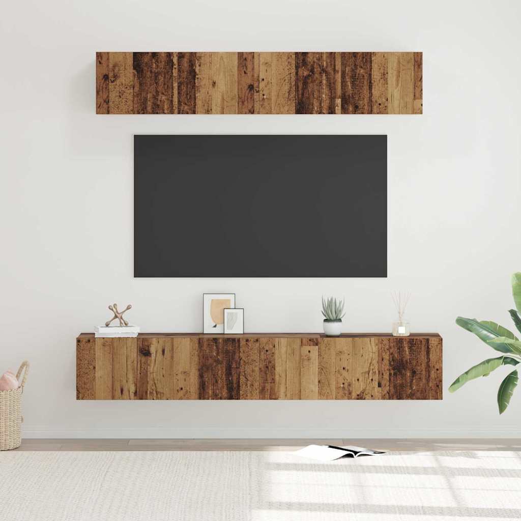 5 Piece TV Cabinet Set Engineered Wood Width 80 cm Old wood