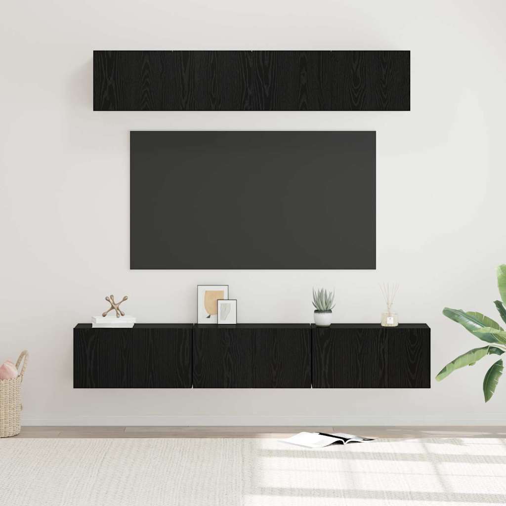 5 Piece TV Cabinet Set Engineered Wood Width 80 cm Black oak