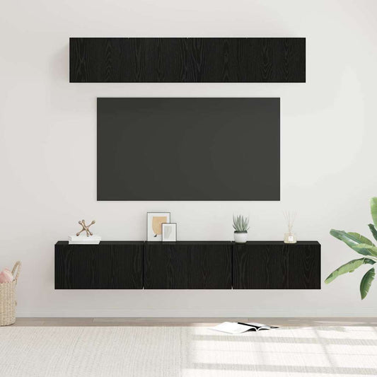5 Piece TV Cabinet Set Engineered Wood Width 80 cm Black oak