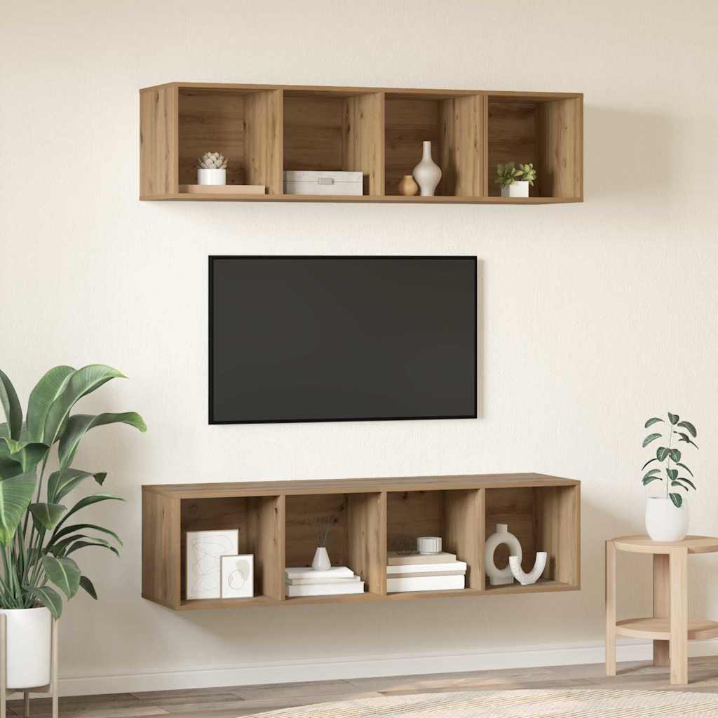 3 Piece TV Cabinet Set Engineered Wood Artisan oak