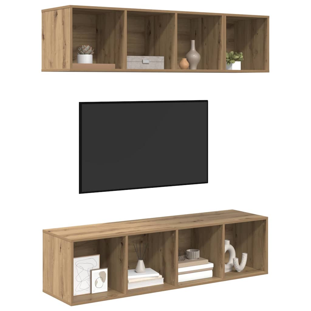 3 Piece TV Cabinet Set Engineered Wood Artisan oak