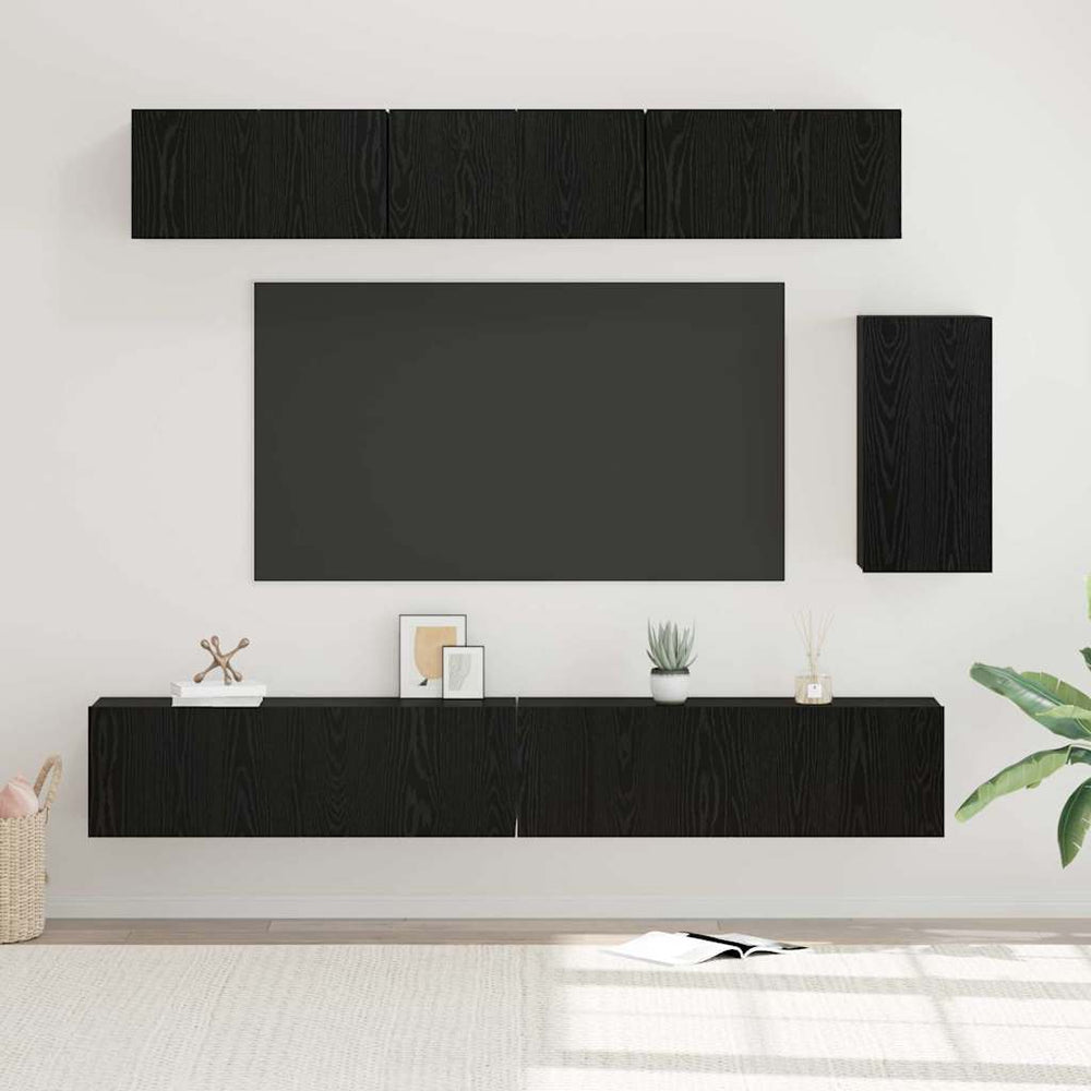 vidaXL TV Cabinet Set Engineered Wood 6 pcs