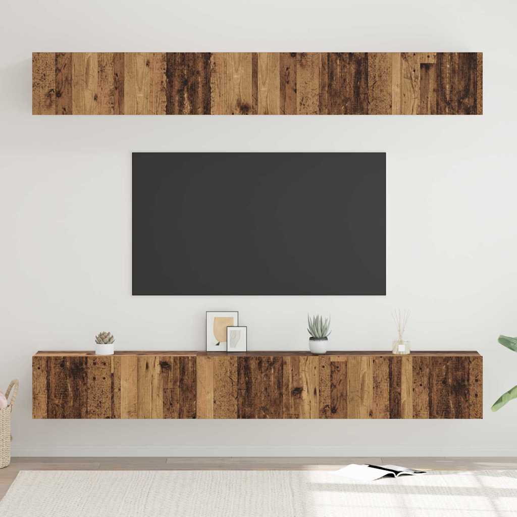 TV Cabinet Set Engineered Wood 6 pcs Width 80 cm Old wood